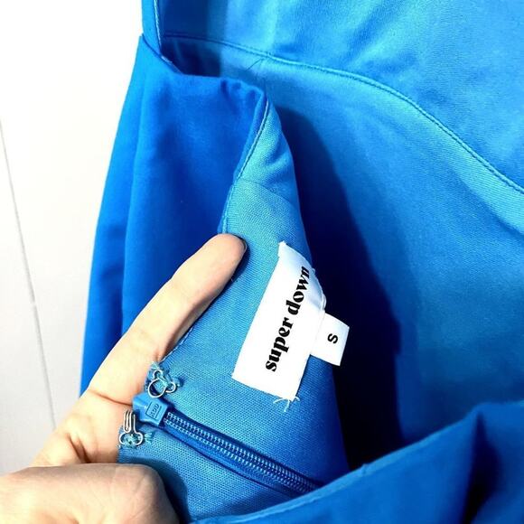 Superdown Blue Backless Sleeveless High Neck Sheath Party Summer Mini Dress S - Picture 5 of 8